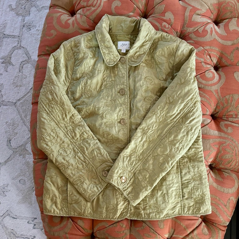 100 percent silk J. Jill quilted jacket green silk VINTAGE